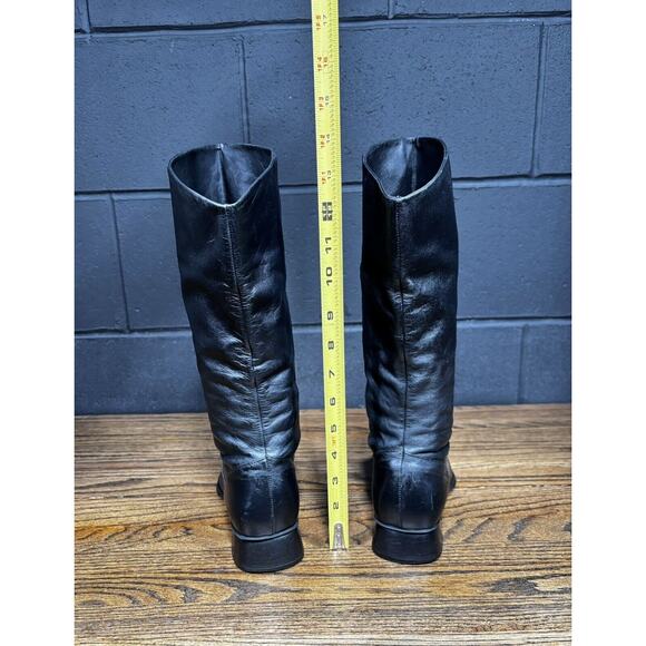 Vintage 90s Y2K STUDIO WORKS Tall Black Leather Square Toe Boots Women’s 6.5 M - Picture 4 of 8